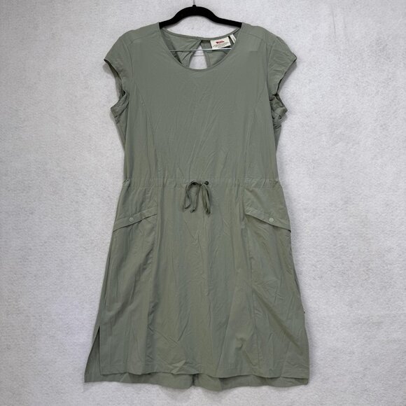 Fjallraven Dress Womens Medium Green Drawstring Waist Pockets Outdoor Travel - Picture 1 of 8